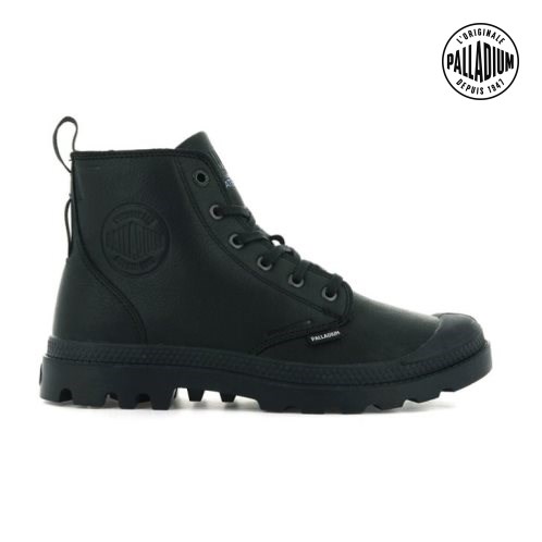 Pánské Boty Palladium Pampa Hi Ess Leather WP+ Černé | CZ QTJ-93Y